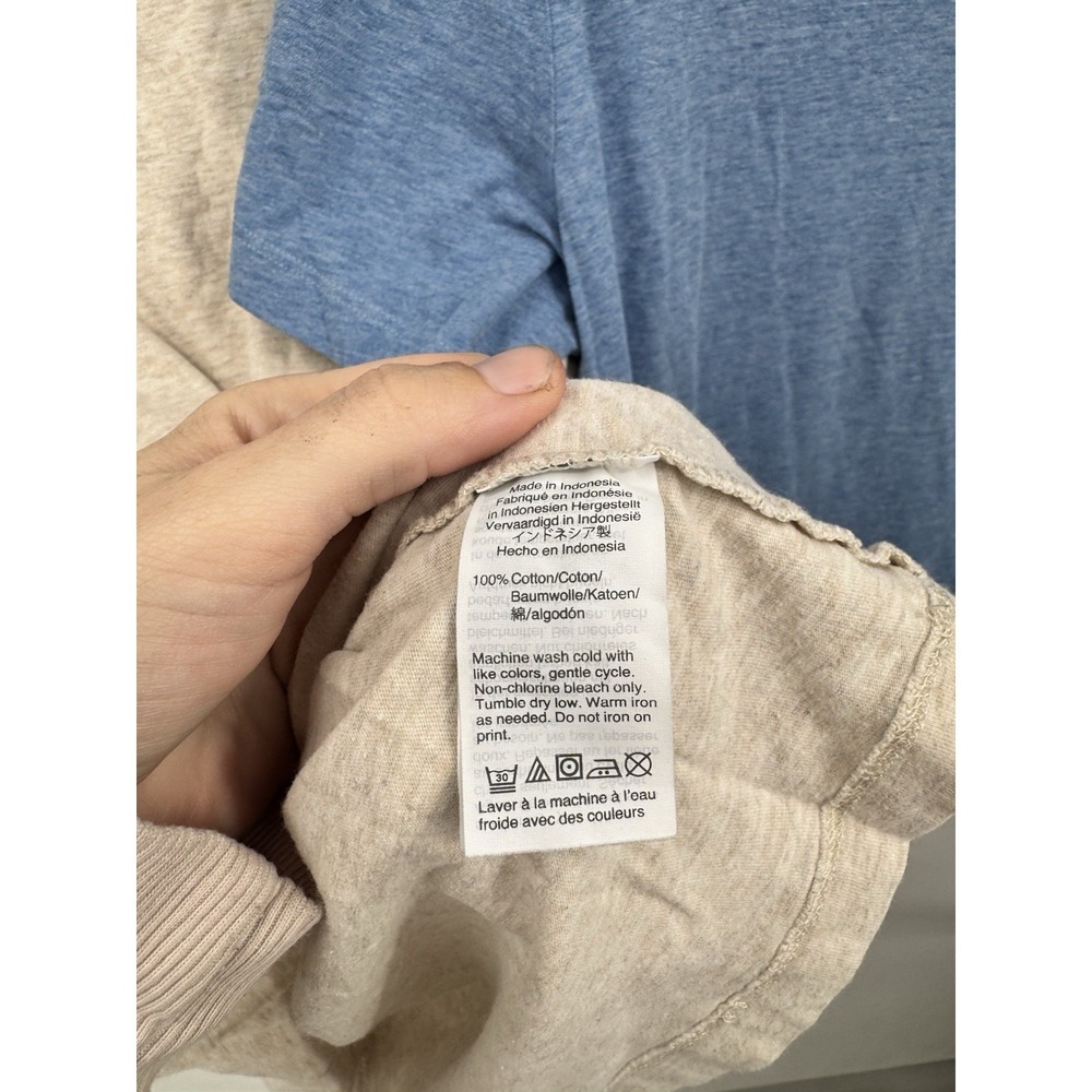 J. Crew Lot Of 2 Slim Washed T-Shirt Men Large Blue Biege Casual Basic Lounge - Picture 5 of 7